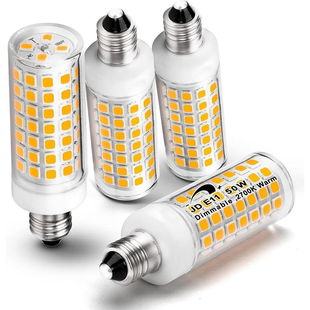 E11 Led Bulbs Dimmable No-Flicker, JDE11 120V 50W Halogen Candelabra Bulb Equiva